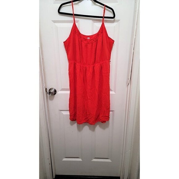 OLD NAVY ORANGE CASUAL ELASTIC WAIST MIDI DRESS - Picture 2 of 7